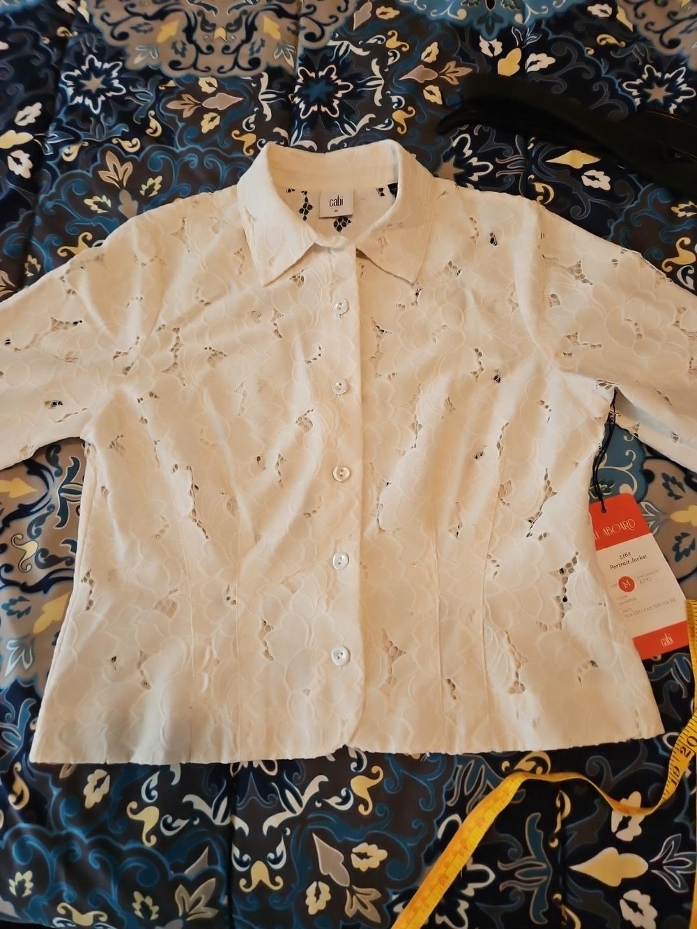 Cabi Portrait Jacket #5162 Gardenia Floral Lace NWT Size M